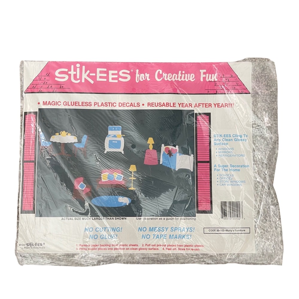 Vtg Stik-ees Window Clings mollys furniture 90s Teacher School doll‎ dress up